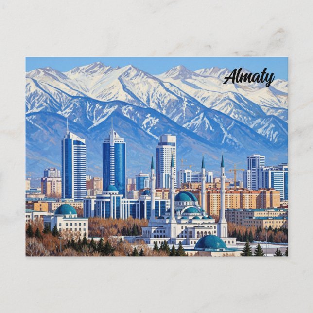 Cartão Postal Almaty Cazaquistão Viagem (Frente)