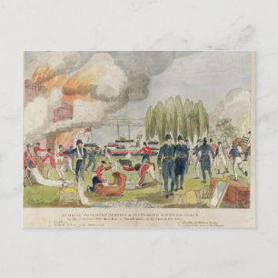 Cartão Postal Almirante Cockburn queimando e pilhando