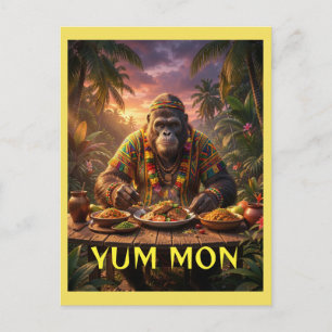 Cartão Postal almoço jamaicano sasquatch adesivo Yum mon