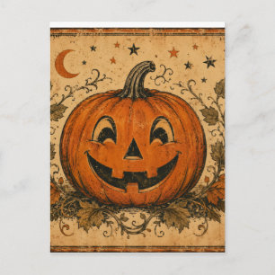 Cartão Postal Almofada de lançamento de Halloween de Abóbora Vin