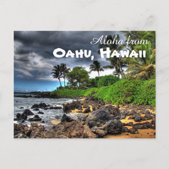 Cartão Postal Aloha de Oahu Hawaii (Frente)