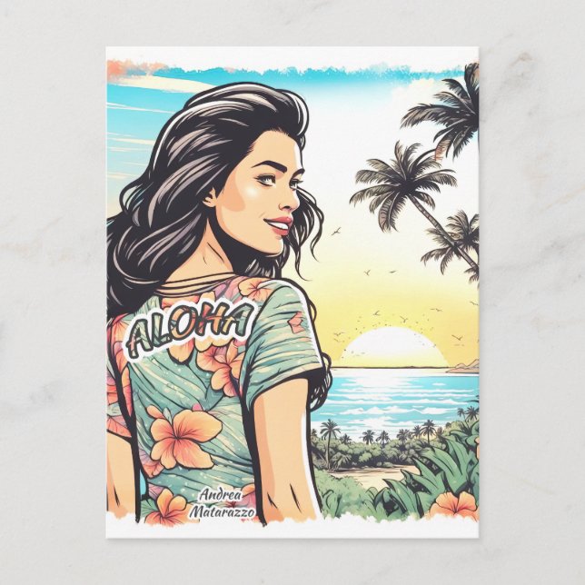 Cartão Postal Aloha Girl (Frente)