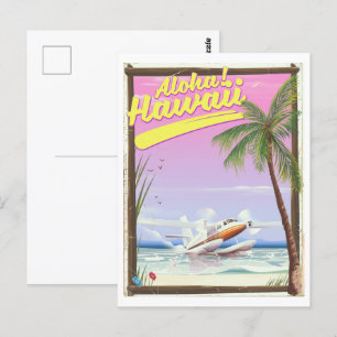 Cartão Postal Aloha! Havaí Cartaz de viagem estilo vintage em te