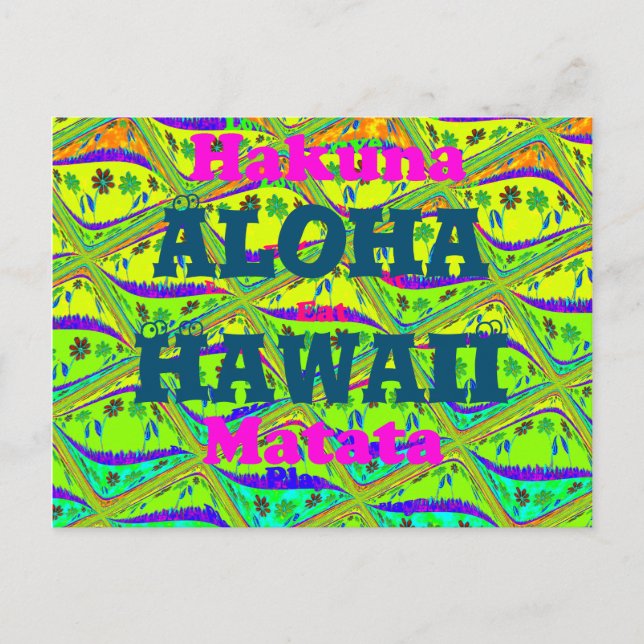 Cartão Postal Aloha Hawaii com amor do Havaí Hakuna Matata (Frente)