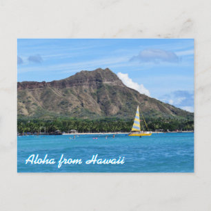 Cartão Postal Aloha Hawaii Duamond Head Waikiki Beach Ocean