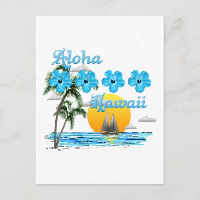 Cartão Postal Aloha Hawaii Sailing Sunset (Frente)