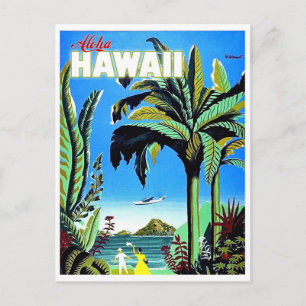 Cartão Postal Aloha Hawaii, tropic isle, companhia aérea vintag