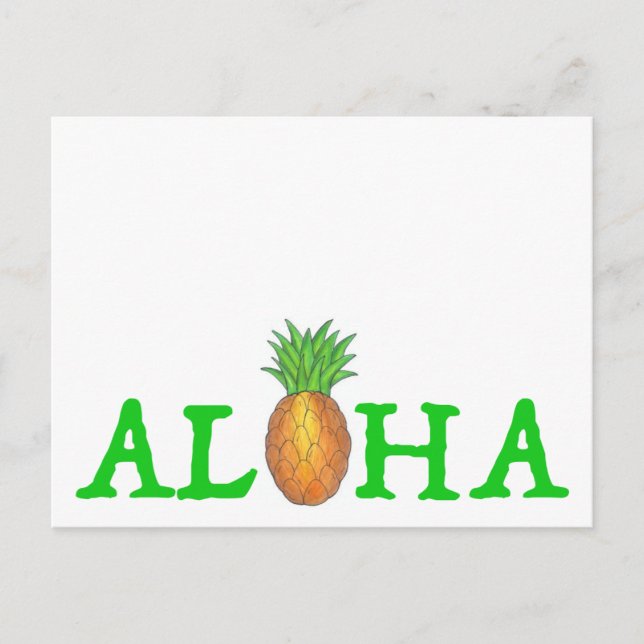 Cartão Postal ALOHA Ilhas Tropicais Havaianas - Abacaxi Havaí (Frente)