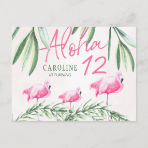 Cartão Postal Aloha luau Vamos Flamingle festa de aniversário tr