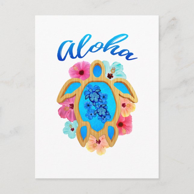 Cartão Postal Aloha Tropical Honu Turtle (Frente)