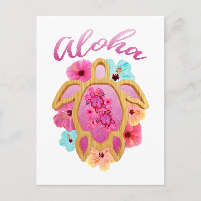 Cartão Postal Aloha Tropical Honu Turtle (Frente)