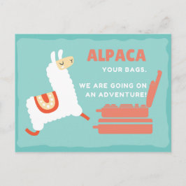 Cartão Postal Alpaca Branco Divertido Viagem
