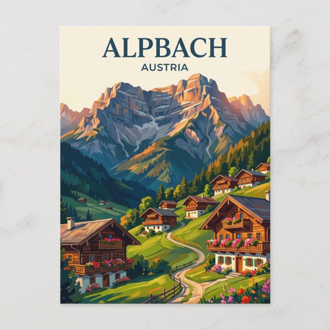 Cartão Postal Alpbach Áustria (Frente)