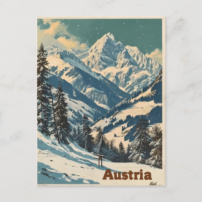 Cartão Postal Alpes Áustria Antigo (Frente)
