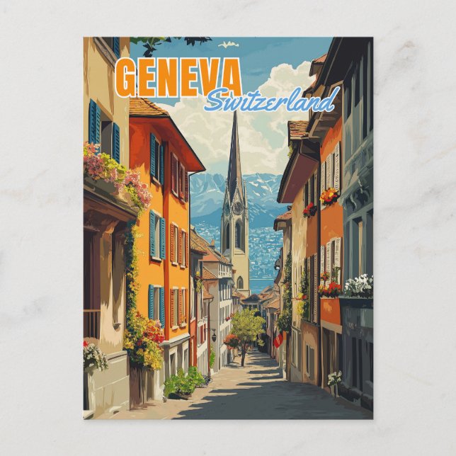 Cartão Postal Alpes de Suiça de Genebra (Frente)