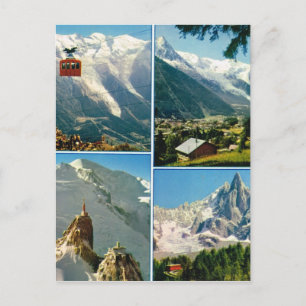 Cartão Postal Alpes franceses vintage, Chamonix Mt Blanc