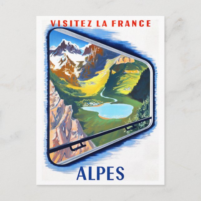 Cartão Postal Alpes por comboio viagens vintage (Frente)