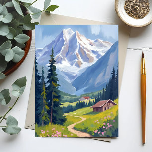Cartão Postal Alpes Suíços Encosta da Montanha Suíça Viagem