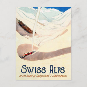 Cartão Postal Alpes suíços, Viagens vintage