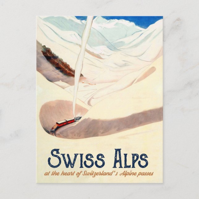 Cartão Postal Alpes suíços, Viagens vintage (Frente)