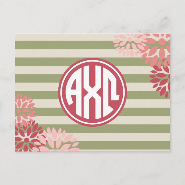 Cartão Postal Alpha Chi Omega | Padrão de Faixa de Monograma (Frente)