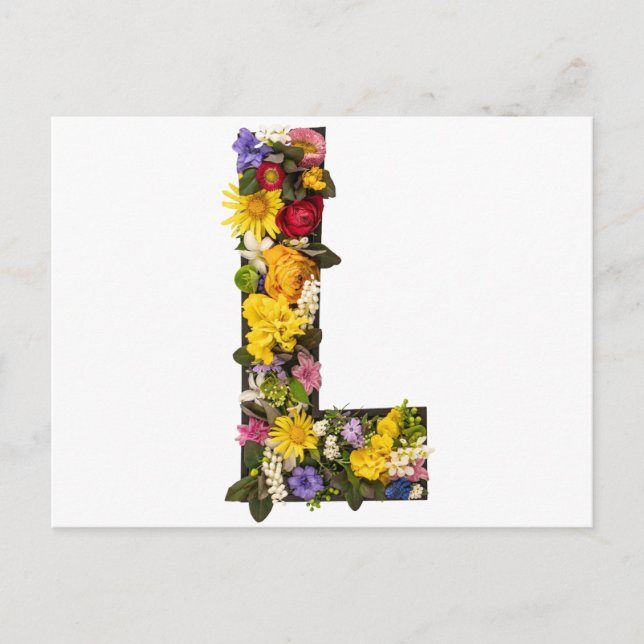 Cartão Postal Alphabet letters flowers  (Frente)