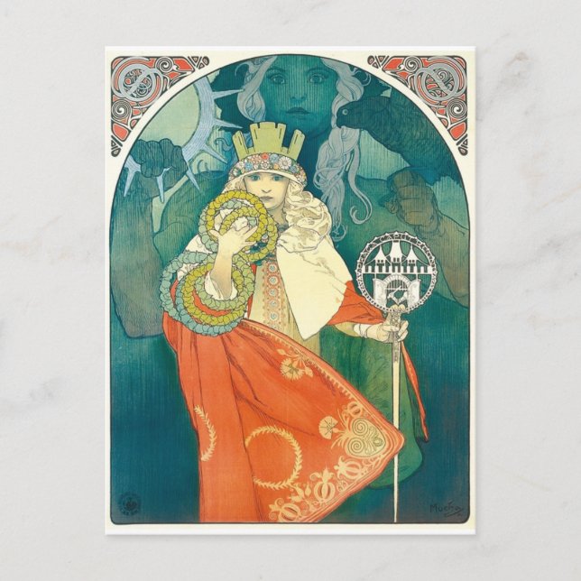Cartão Postal Alphonse Maria Mucha ~ Art Nouveau (Frente)