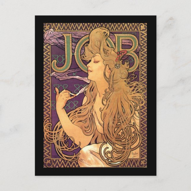 Cartão Postal Alphonse Mucha - Anúncio de emprego (Frente)