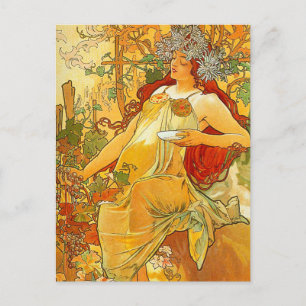 Cartão Postal Alphonse Mucha Art Nouveau Autumn