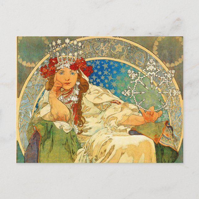 Cartão Postal Alphonse Mucha Art Nouveau Princess Hyacinth (Frente)