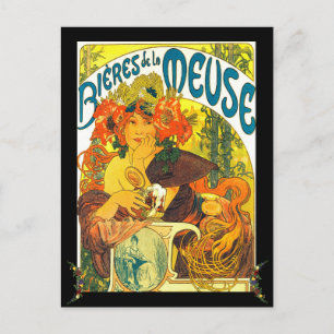 Cartão Postal Alphonse Mucha Bieres de la Meuse personalizado