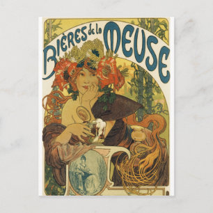 Cartão Postal Alphonse Mucha - Bieres de la Muse