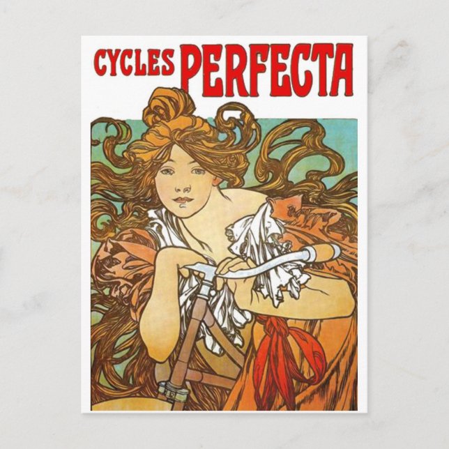 Cartão Postal Alphonse Mucha - Ciclos Perfecta (Frente)