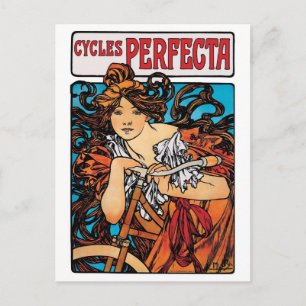 Cartão Postal Alphonse Mucha - Cycles Perfecta Arte Novo Retrô