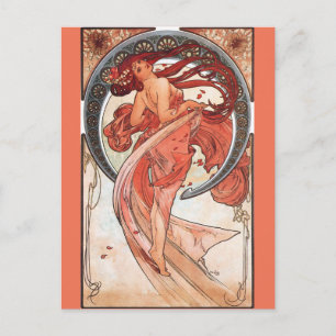 Cartão Postal Alphonse Mucha Dance 1898 Art Nouveau Vintage