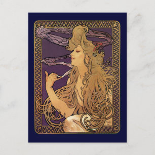 Cartão Postal Alphonse Mucha Elegant Smoking