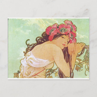 Cartão Postal Alphonse Mucha. Ete/Summer, 1896