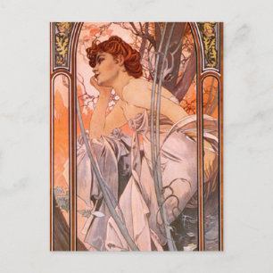 Cartão postal Alphonse Mucha Evening Reverie