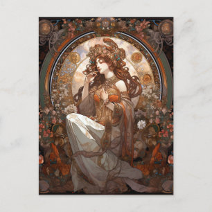 Cartão Postal Alphonse Mucha Inspirou Art Nouveau