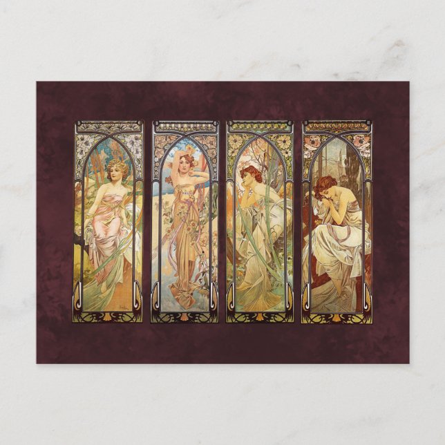 Cartão Postal Alphonse Mucha, O Momento do Dia (Frente)