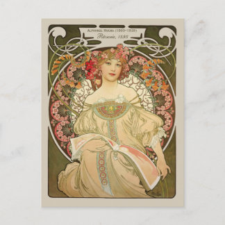 Cartão Postal Alphonse Mucha Rêverie DaydreC0877 Art Nouveau