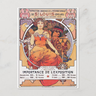 Cartão Postal Alphonse Mucha - Rua da Feira Mundial de 1904. Lou