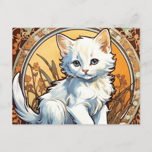 Cartão Postal Alphonse Mucha Style Cat