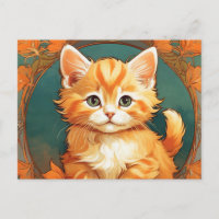 Alphonse Mucha Style Orange Cat