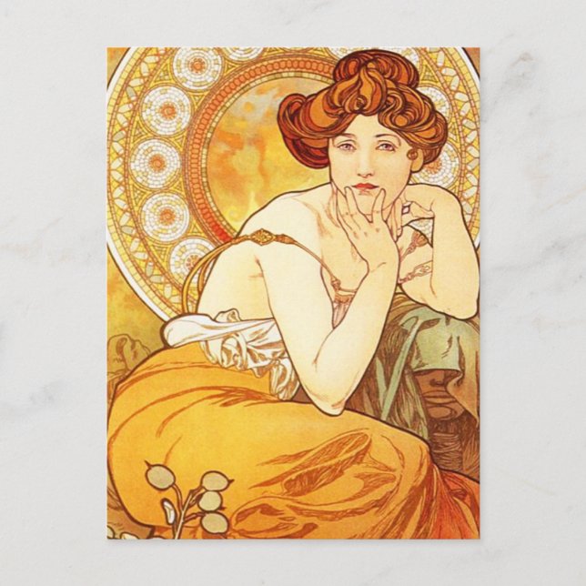 Cartão postal Alphonse Mucha Topaz (Frente)