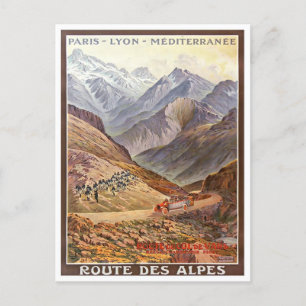 Cartão Postal Alps France viagens vintage
