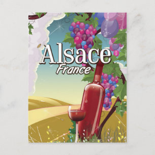 Cartão Postal Alsace France poster de vinho de tarde preguiçoso