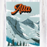 Cartão Postal Alta área de esqui Winter Utah Vintage<br><div class="desc">Alta Winter art design mostrando a paisagem de inverno.</div>