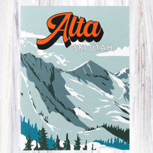 Cartão Postal Alta área de esqui Winter Utah Vintage