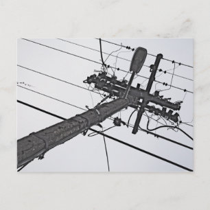Cartão Postal Alta voltagem - foto industrial a preto e branco